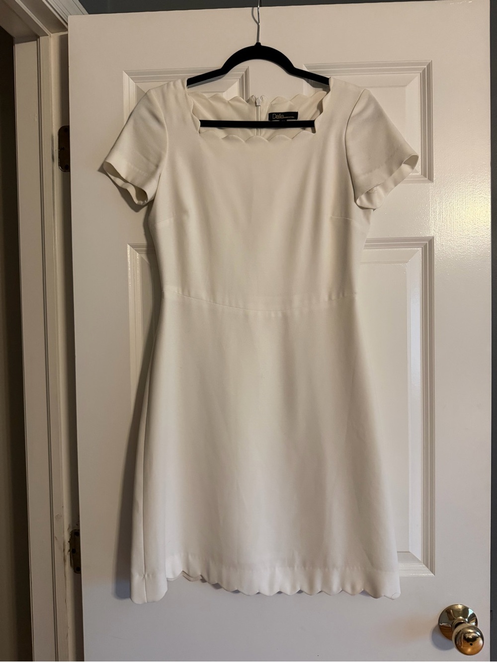 Dalia Cream Scallop-Edge Short Sleeve Mini Dress